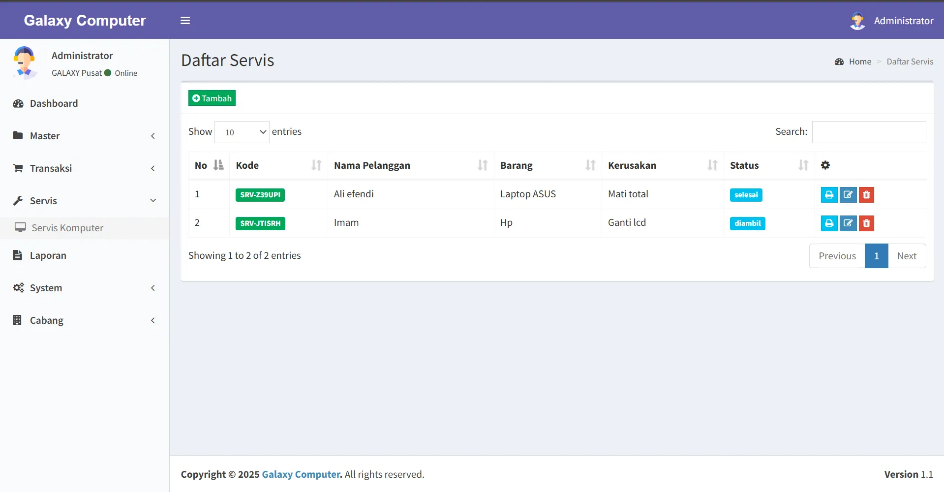 Service management module